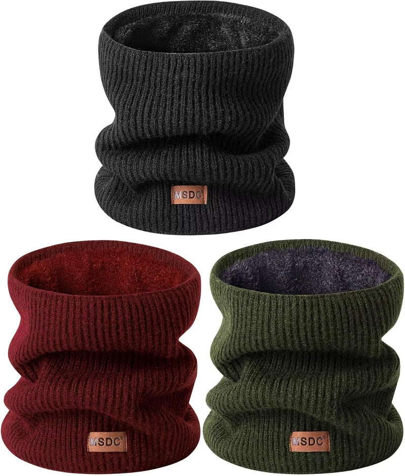 MSDC Winter Neck Gaiters for Men 3 Pack,Neck Warmer Men Women with Thermal Thick Warm Fleece Lined Cold Weather - Image 1